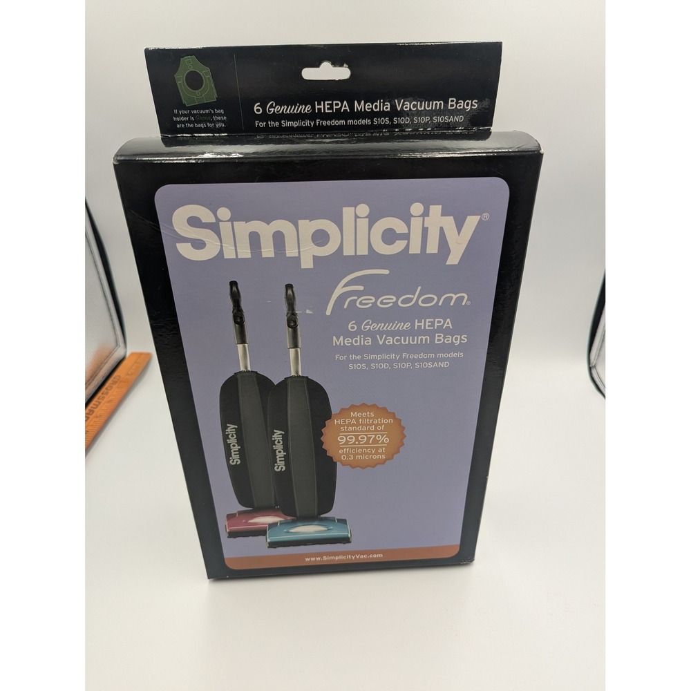 Simplicity Vacuum Bags HEPA Media Freedom S10 Series 3 Pack SLH-6